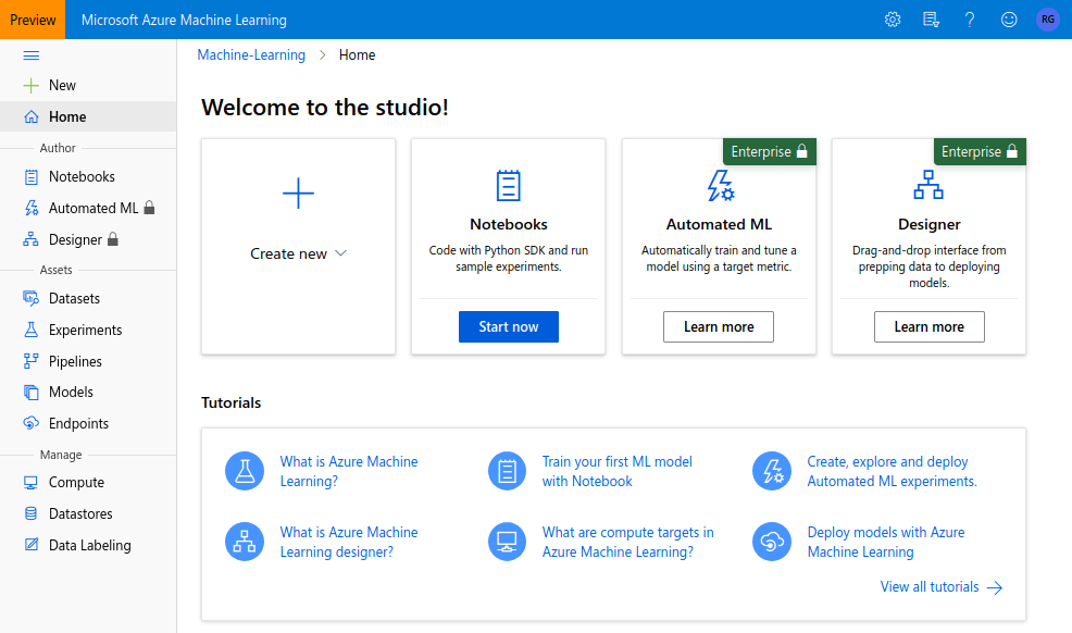 AzureML studio