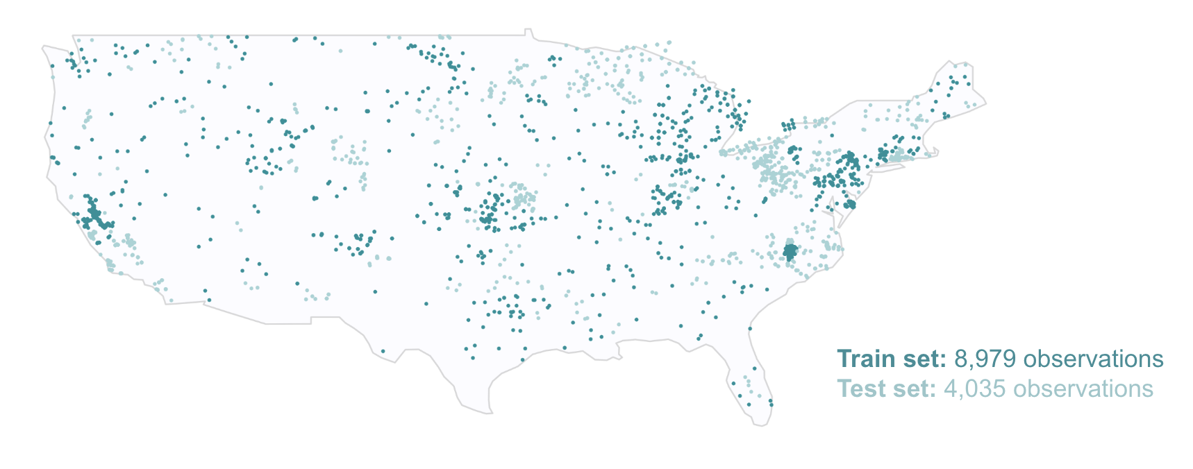 Map of training and test set locations
