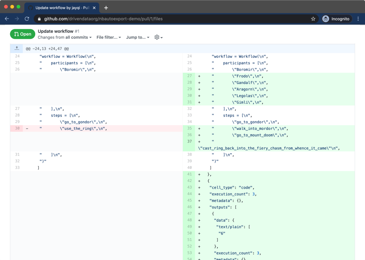 Jupyter Notebook JSON in GitHub